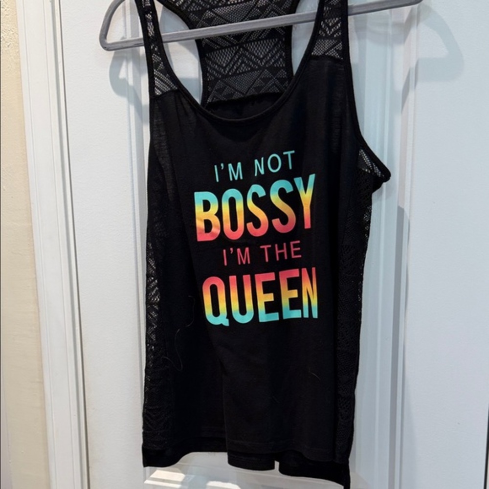 Black Graphic‎ Tank Top - "I'm Not Bossy I'm The Queen" M 36 chest 26 L 5126